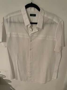 Theory White Short-Sleeve Button-Down Shirt